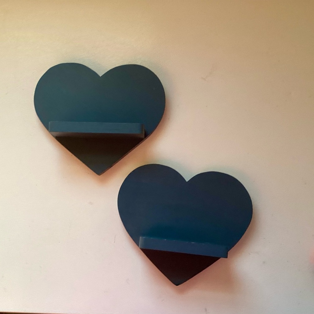 Vintage Heart-Shaped Wall Shelves - Blue